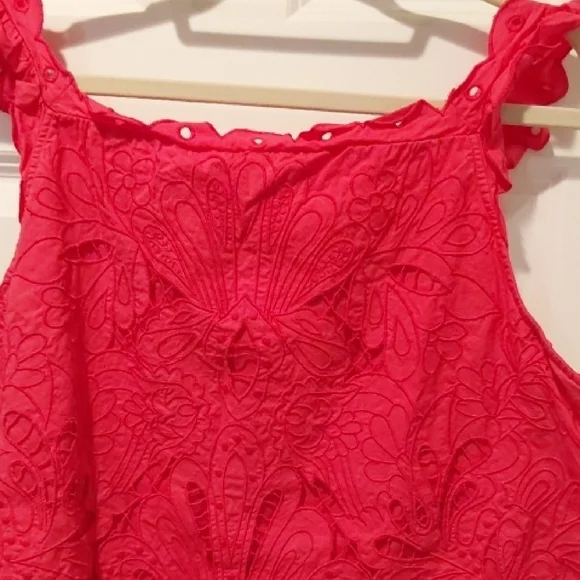 Anthropologie Red Floral Lace Blouse - Picture 3 of 3